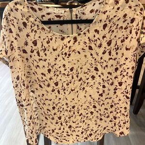Maurices Cream and Brown Patterned Blouse